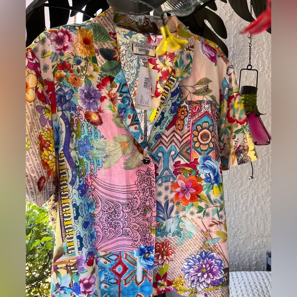 Johnny Was Multicolor Floral Camp Shirt